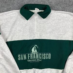 USA Sweatshirt Mens XXL Green Gray San Francisco 1/4 Zip Colorblock